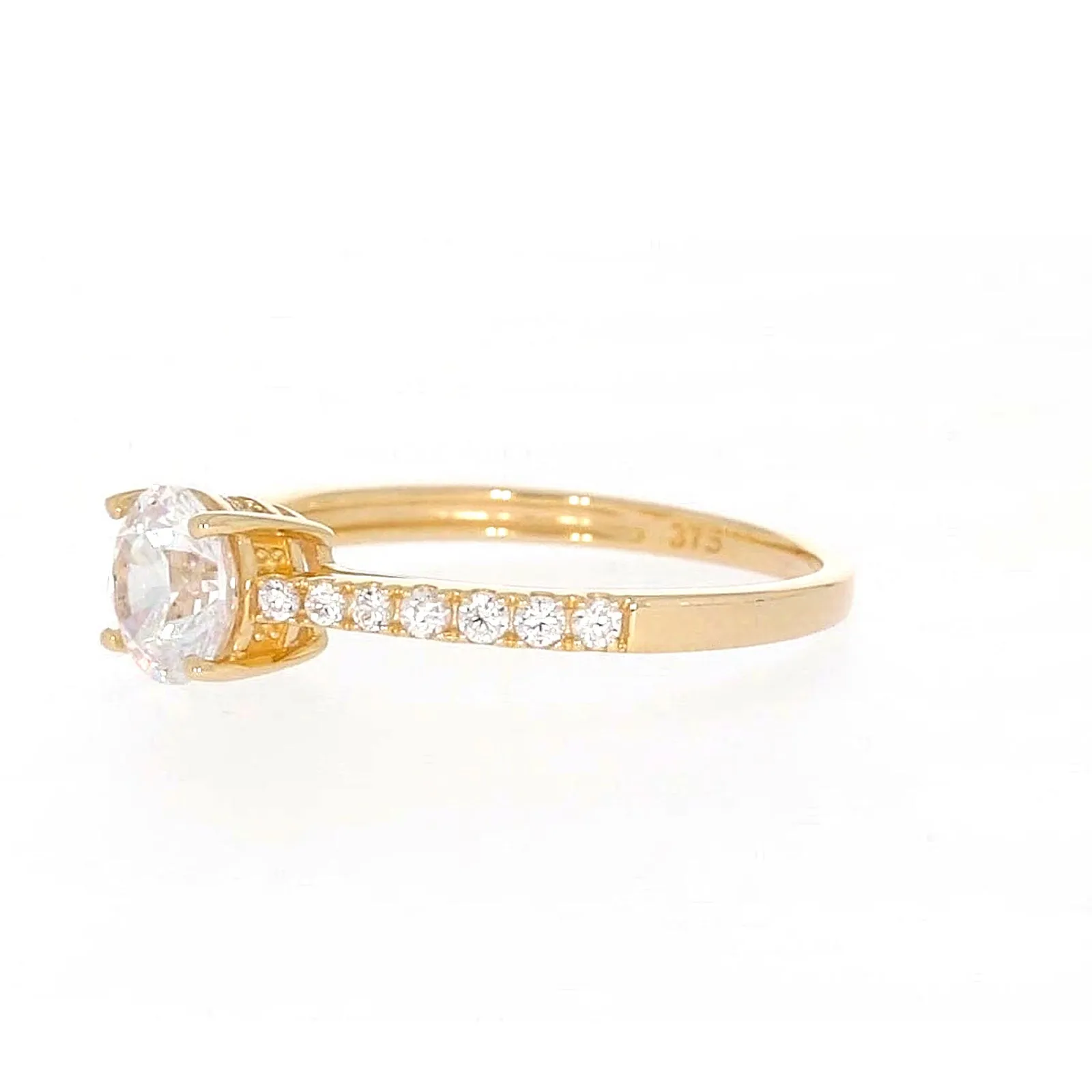 HUSH 9ct Yellow Gold Round Brilliant Cut with 1 CARAT tw of Diamond Simulants Ring
