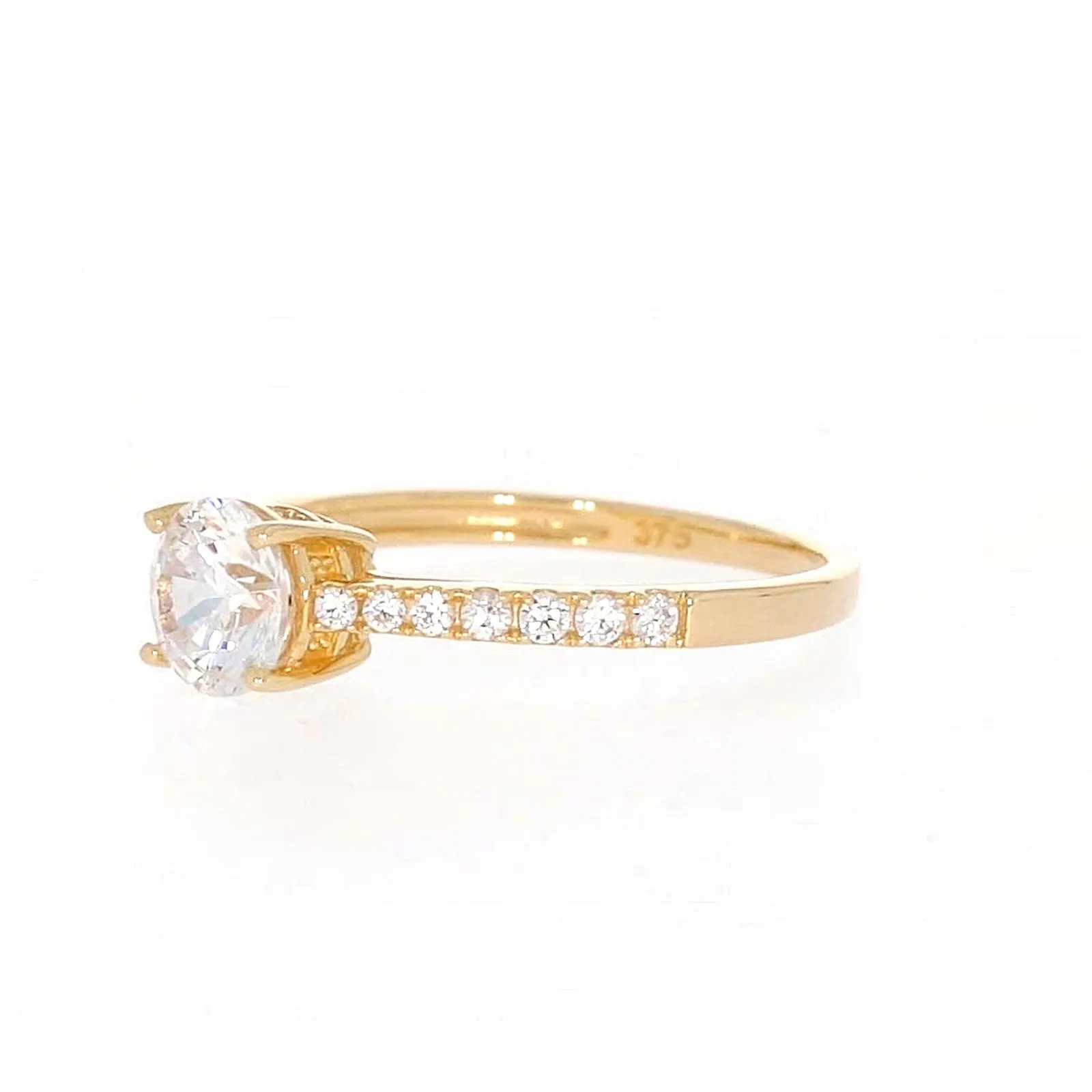 HUSH 9ct Yellow Gold Round Brilliant Cut with 1 CARAT tw of Diamond Simulants Ring