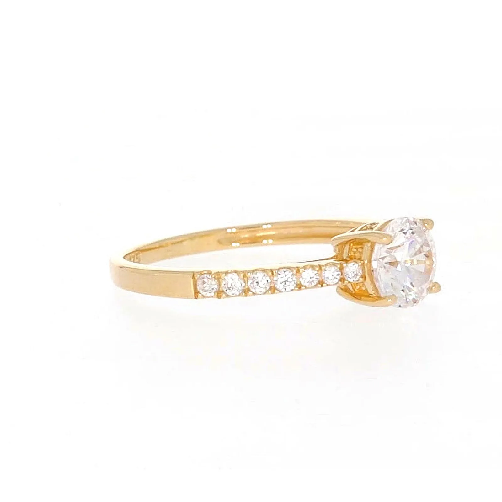 HUSH 9ct Yellow Gold Round Brilliant Cut with 1 CARAT tw of Diamond Simulants Ring