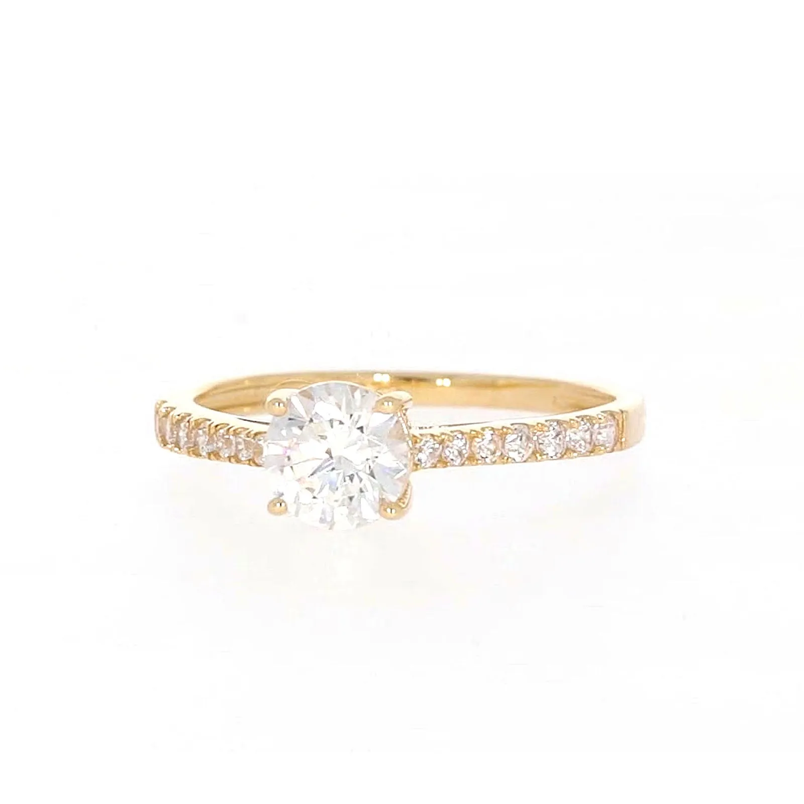 HUSH 9ct Yellow Gold Round Brilliant Cut with 1 CARAT tw of Diamond Simulants Ring