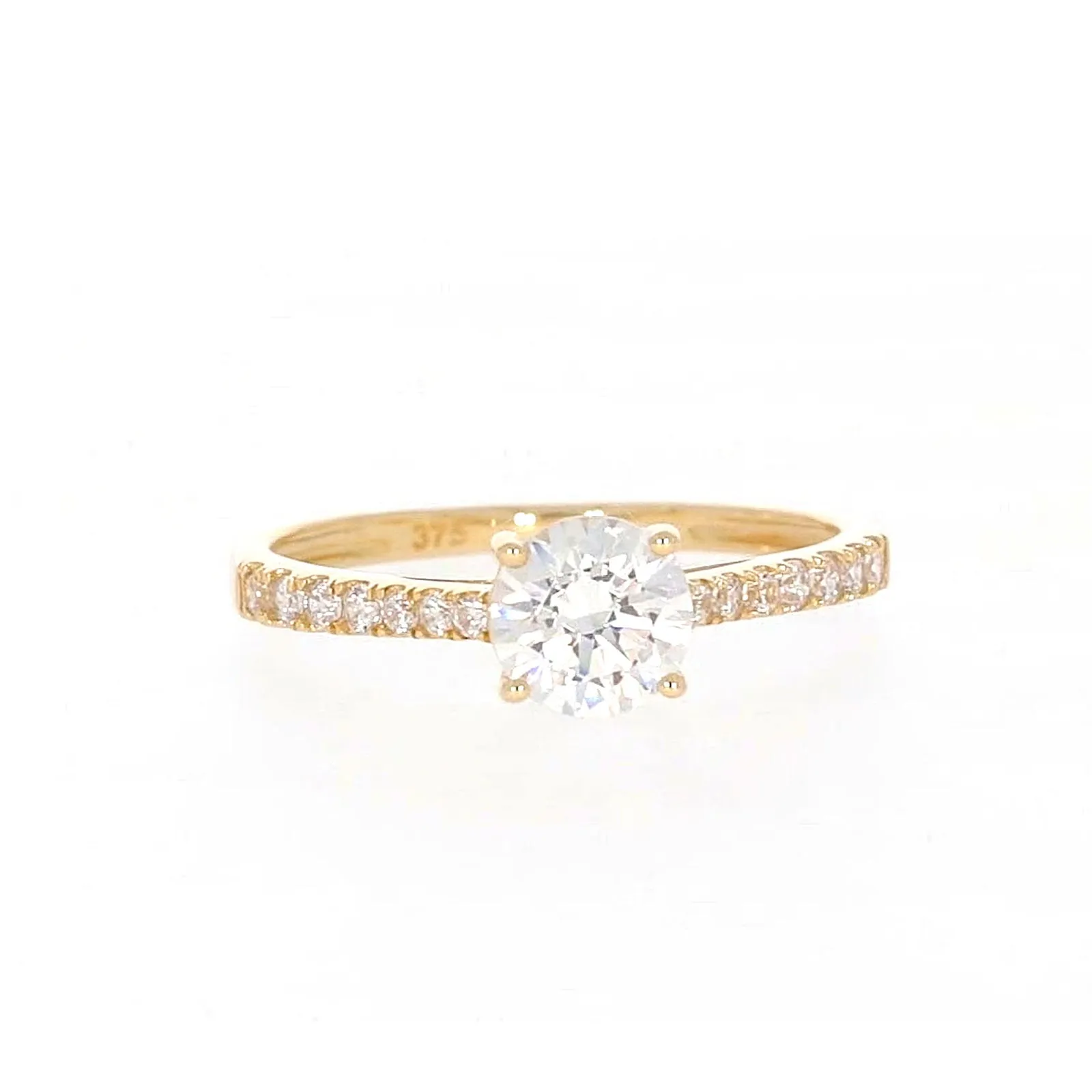 HUSH 9ct Yellow Gold Round Brilliant Cut with 1 CARAT tw of Diamond Simulants Ring