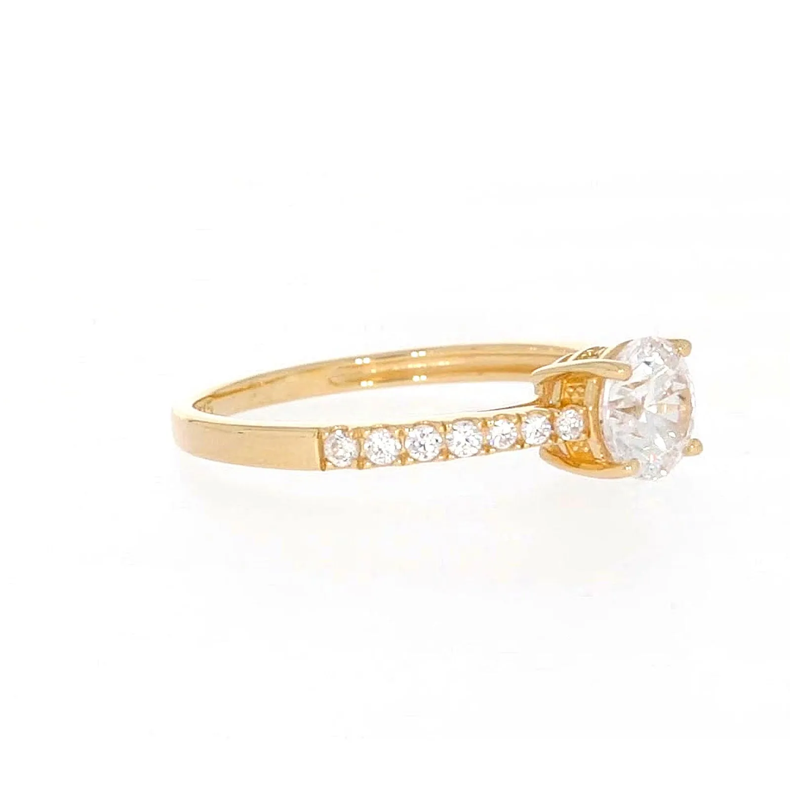 HUSH 9ct Yellow Gold Round Brilliant Cut with 1 CARAT tw of Diamond Simulants Ring