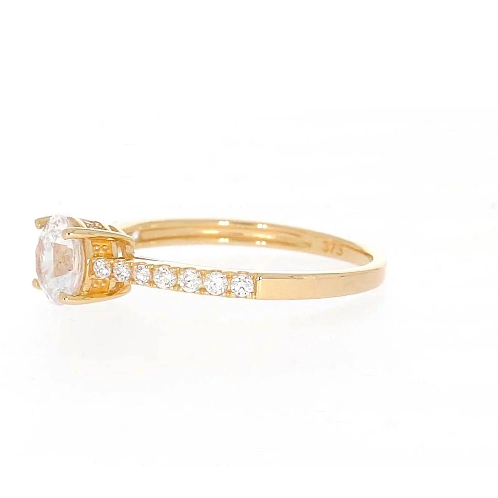 HUSH 9ct Yellow Gold Round Brilliant Cut with 1 CARAT tw of Diamond Simulants Ring