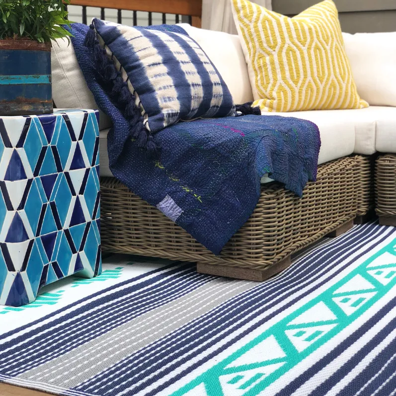 Ibiza Multicoloured Recycled Plastic Reversible Large Outdoor Rug