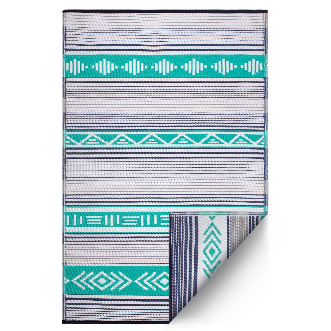 Ibiza Multicoloured Recycled Plastic Reversible Large Outdoor Rug