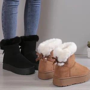 Inara | Stylish Thermo-Lined Plush Boots with Bow Knot – Women’s Warm Winter Footwear, Cozy & Comfortable