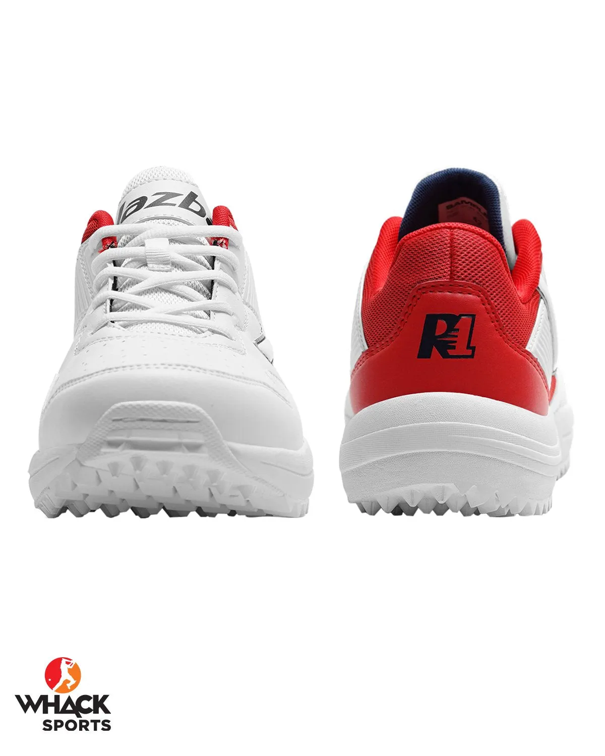 Jazba R1 - Rubber Cricket Shoes - White/Red
