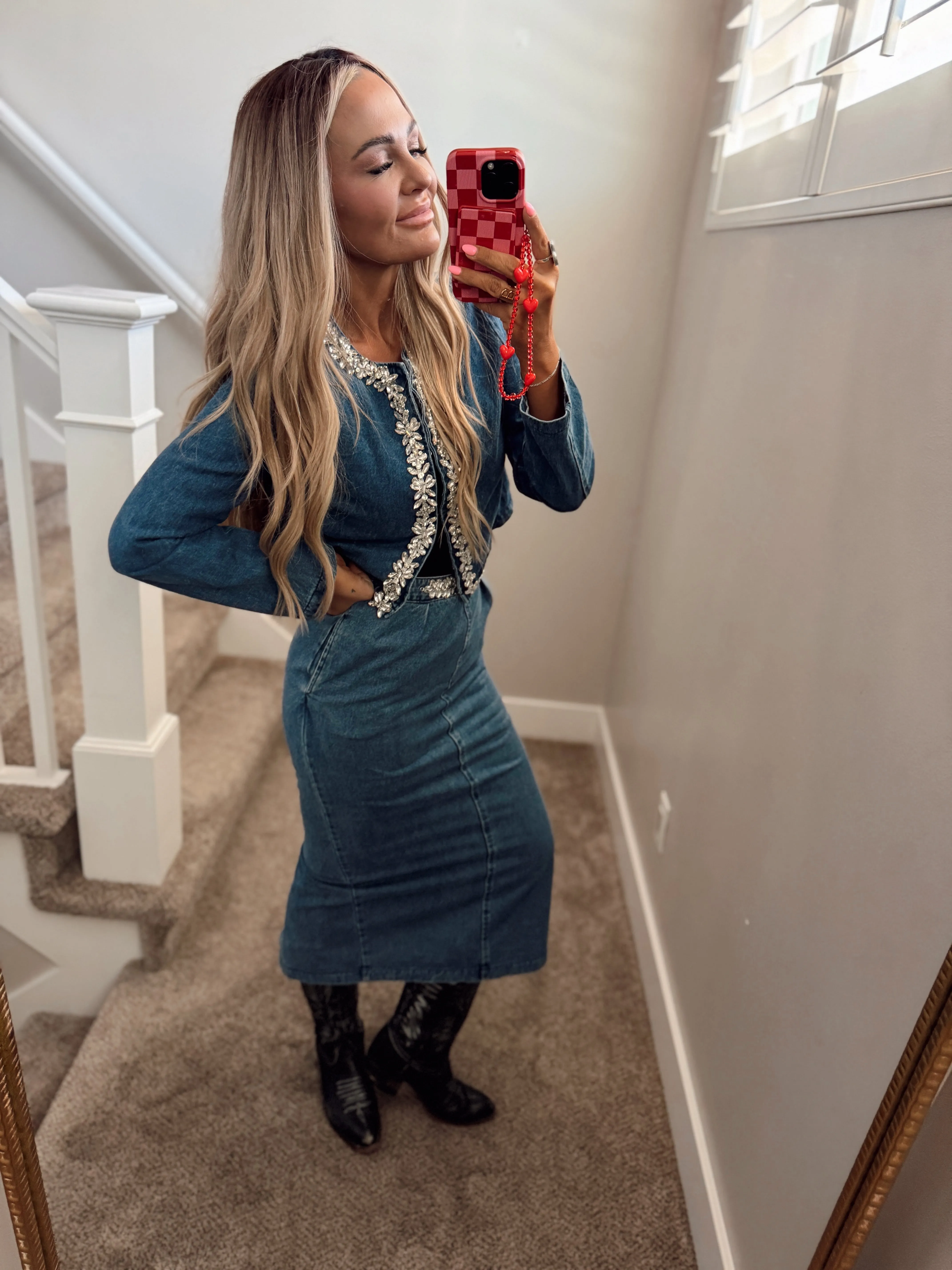 Jeweled denim set