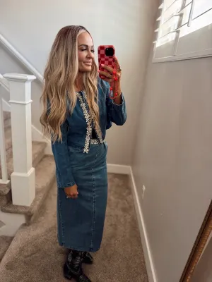 Jeweled denim set