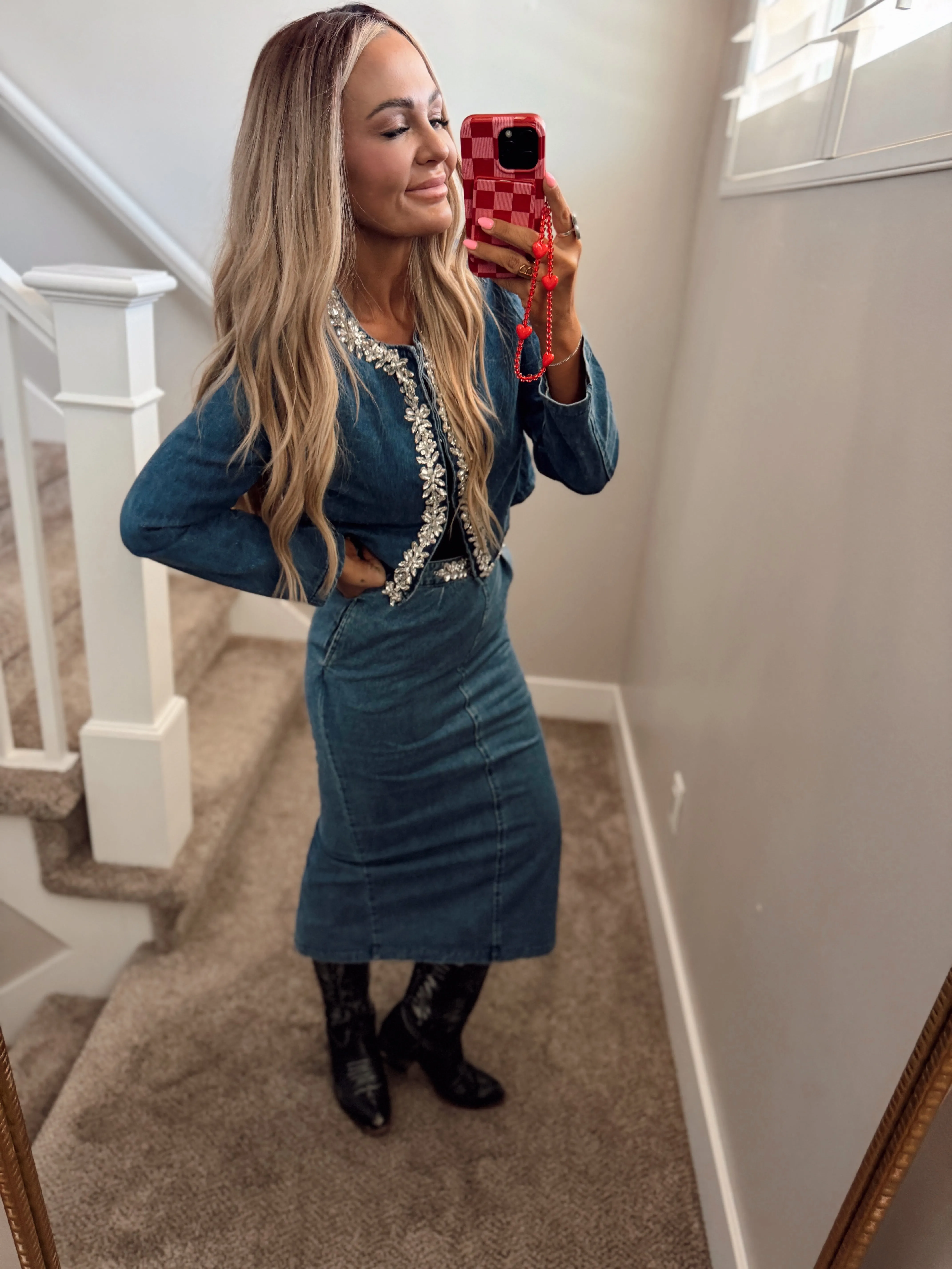 Jeweled denim set