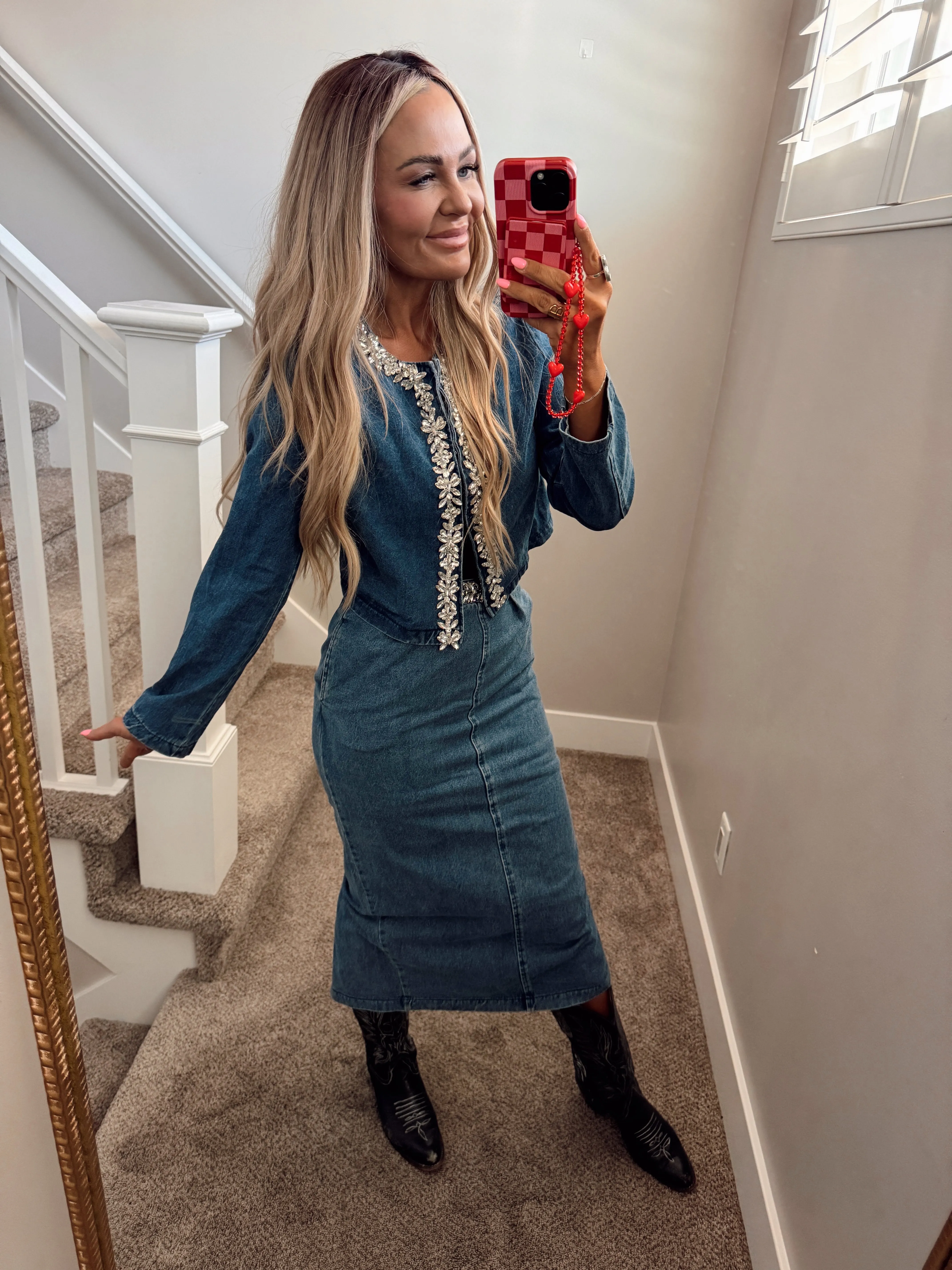 Jeweled denim set