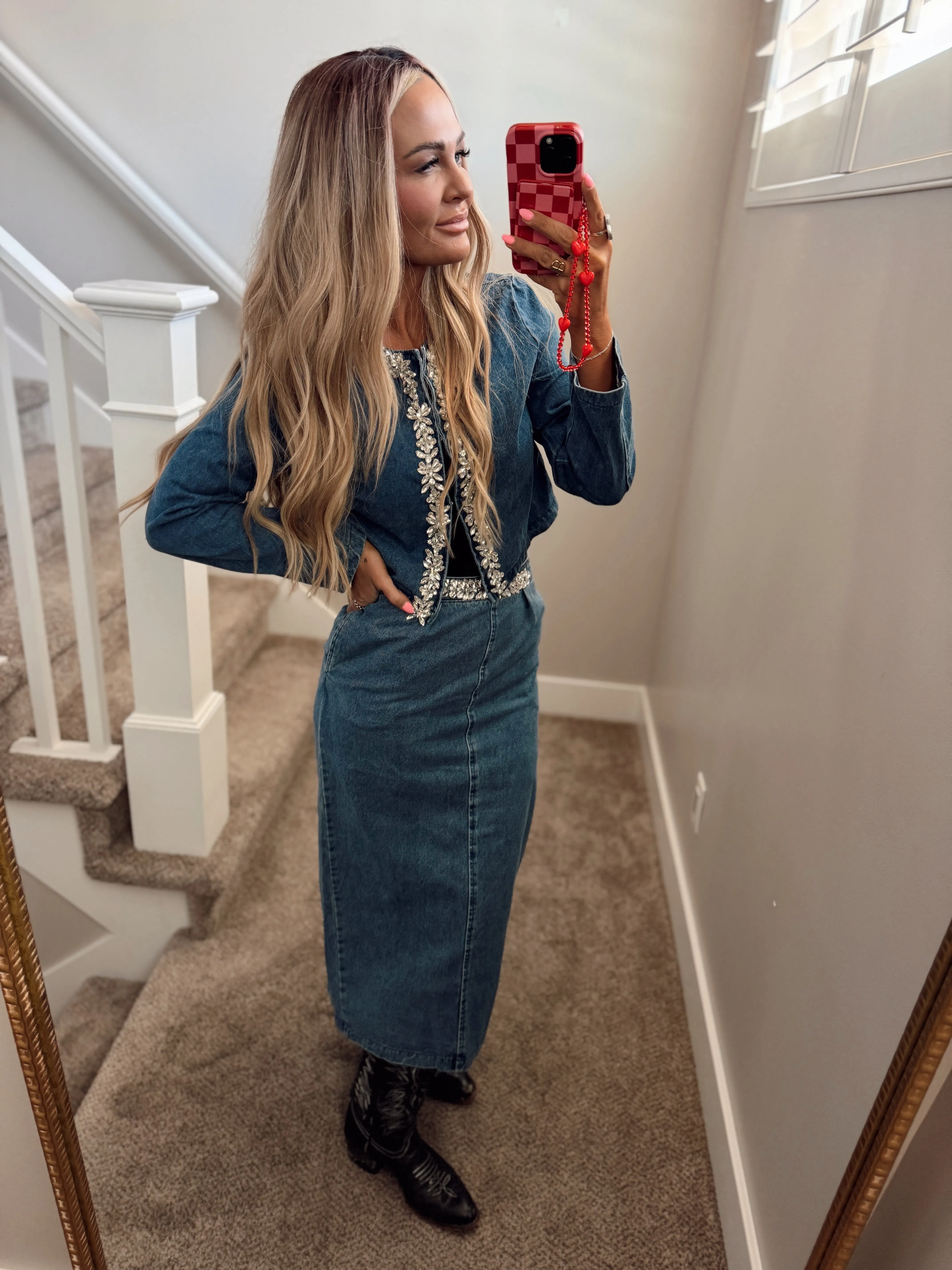 Jeweled denim set