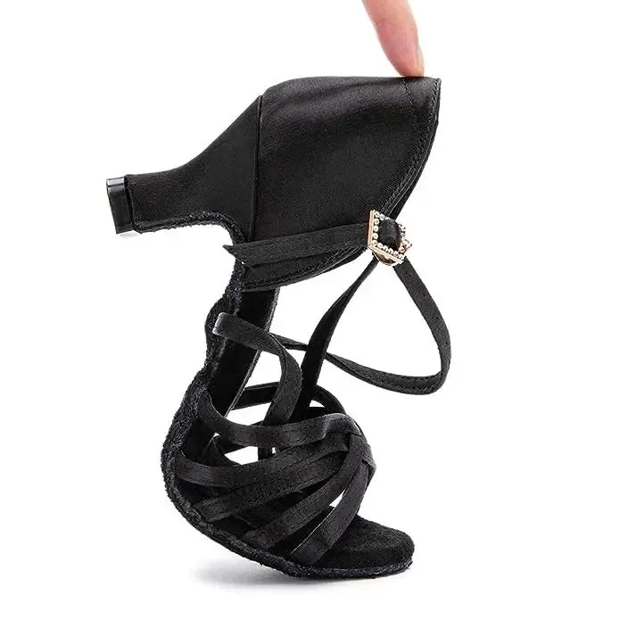 Latin salsa Dancing shoes cross strap with Stone Hook