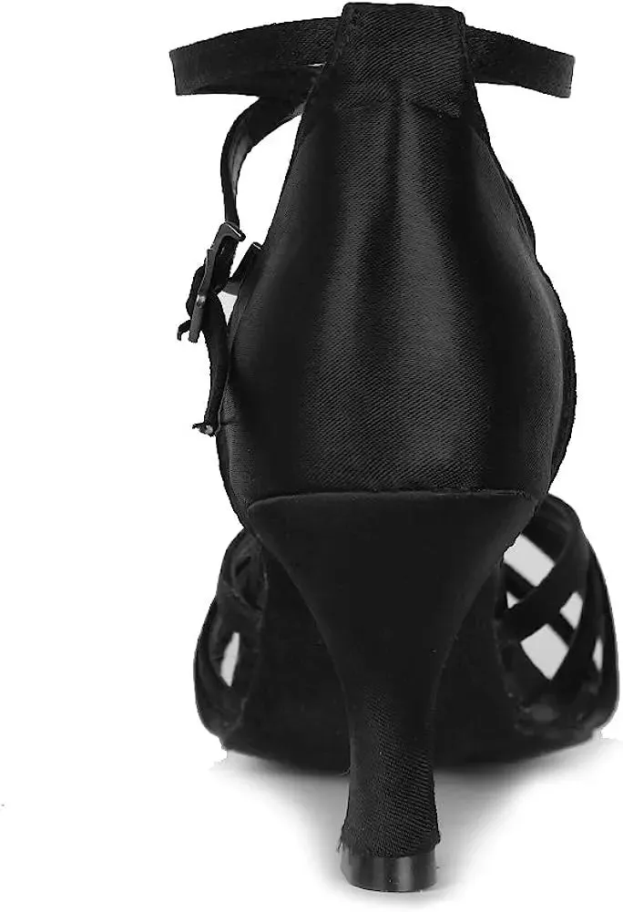Latin salsa Dancing shoes cross strap with Stone Hook