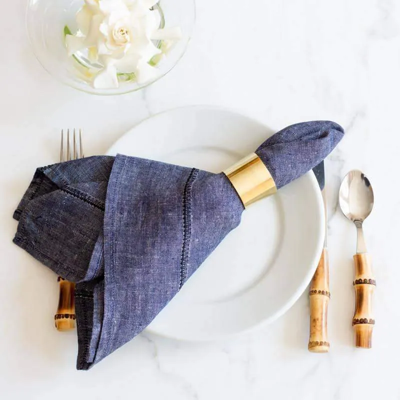 Linen Stitch Napkins Chambray Denim, Set of 4