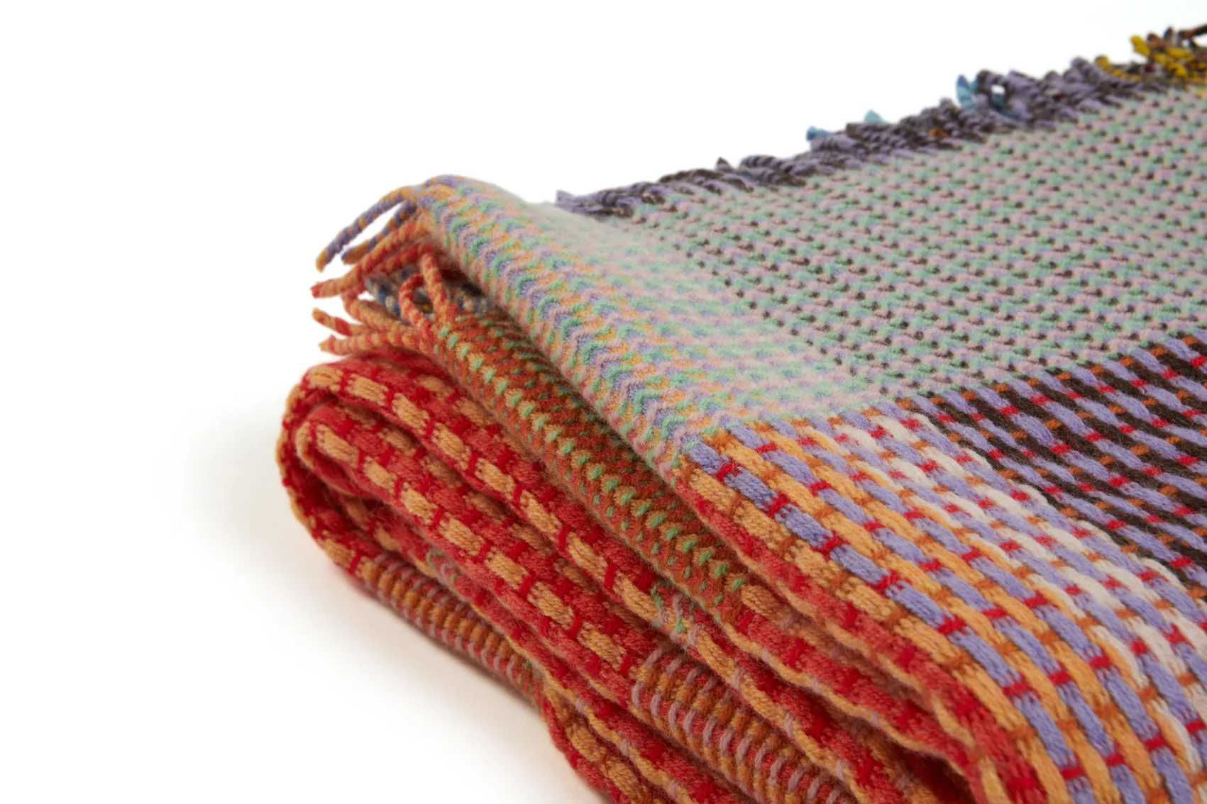 'Lovelace' Merino Lambswool Basketweave Lightweight Throw