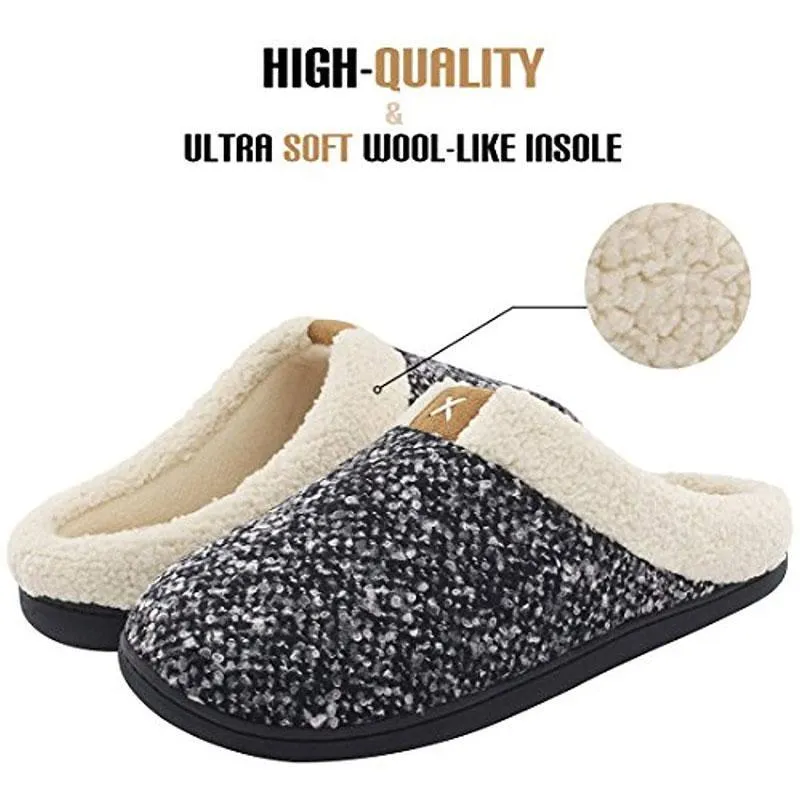 Men Winter Warm Non-slip Knitted Cotton Plush Slippers