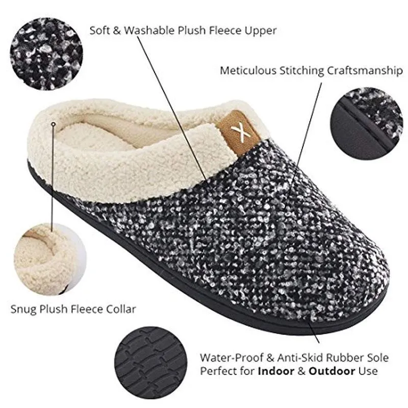 Men Winter Warm Non-slip Knitted Cotton Plush Slippers