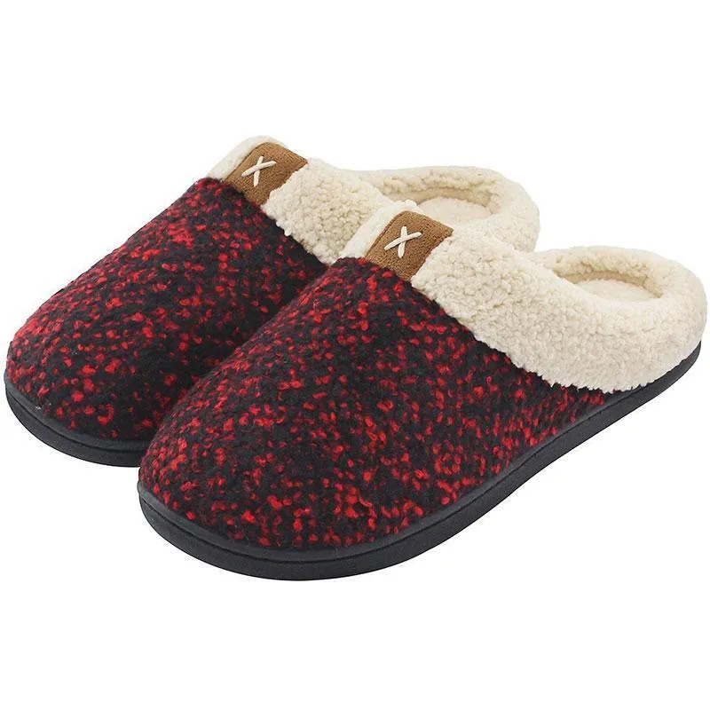 Men Winter Warm Non-slip Knitted Cotton Plush Slippers