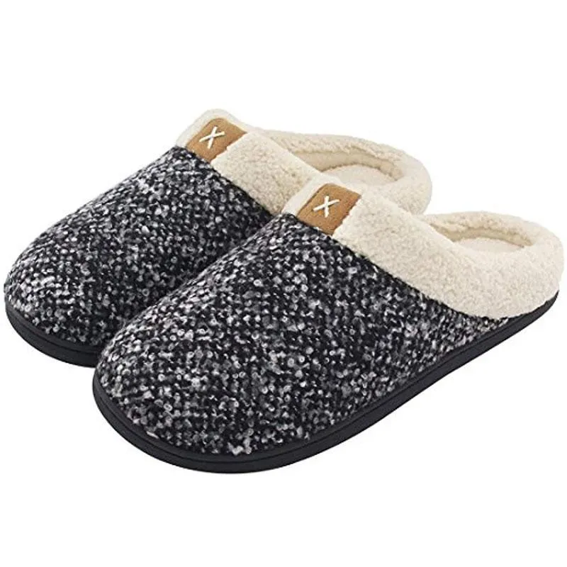 Men Winter Warm Non-slip Knitted Cotton Plush Slippers