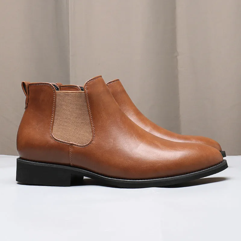 Men's Leather Pointed Chelsea Boots
