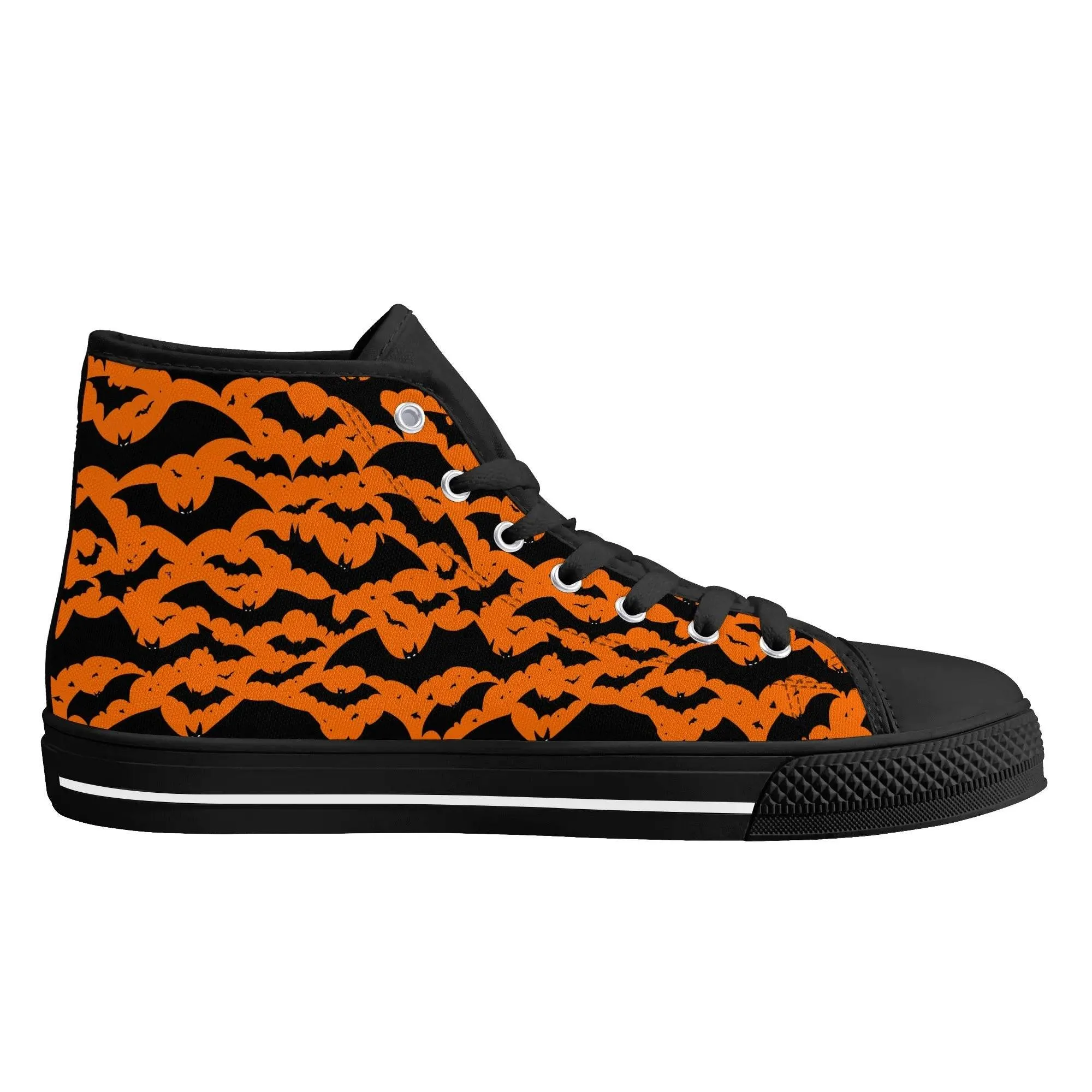 Mens Rubber High Top Halloween Bats Canvas Shoes