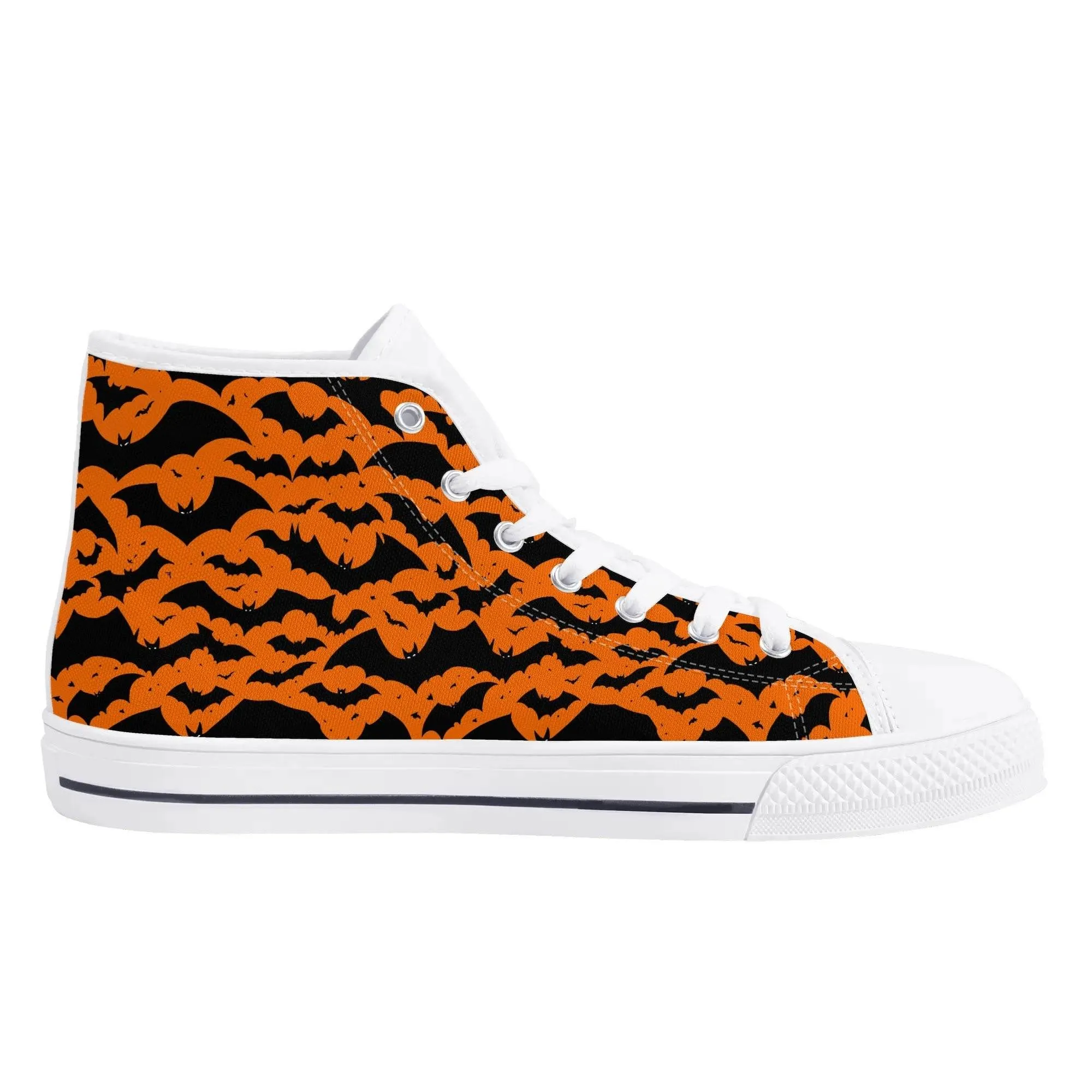 Mens Rubber High Top Halloween Bats Canvas Shoes