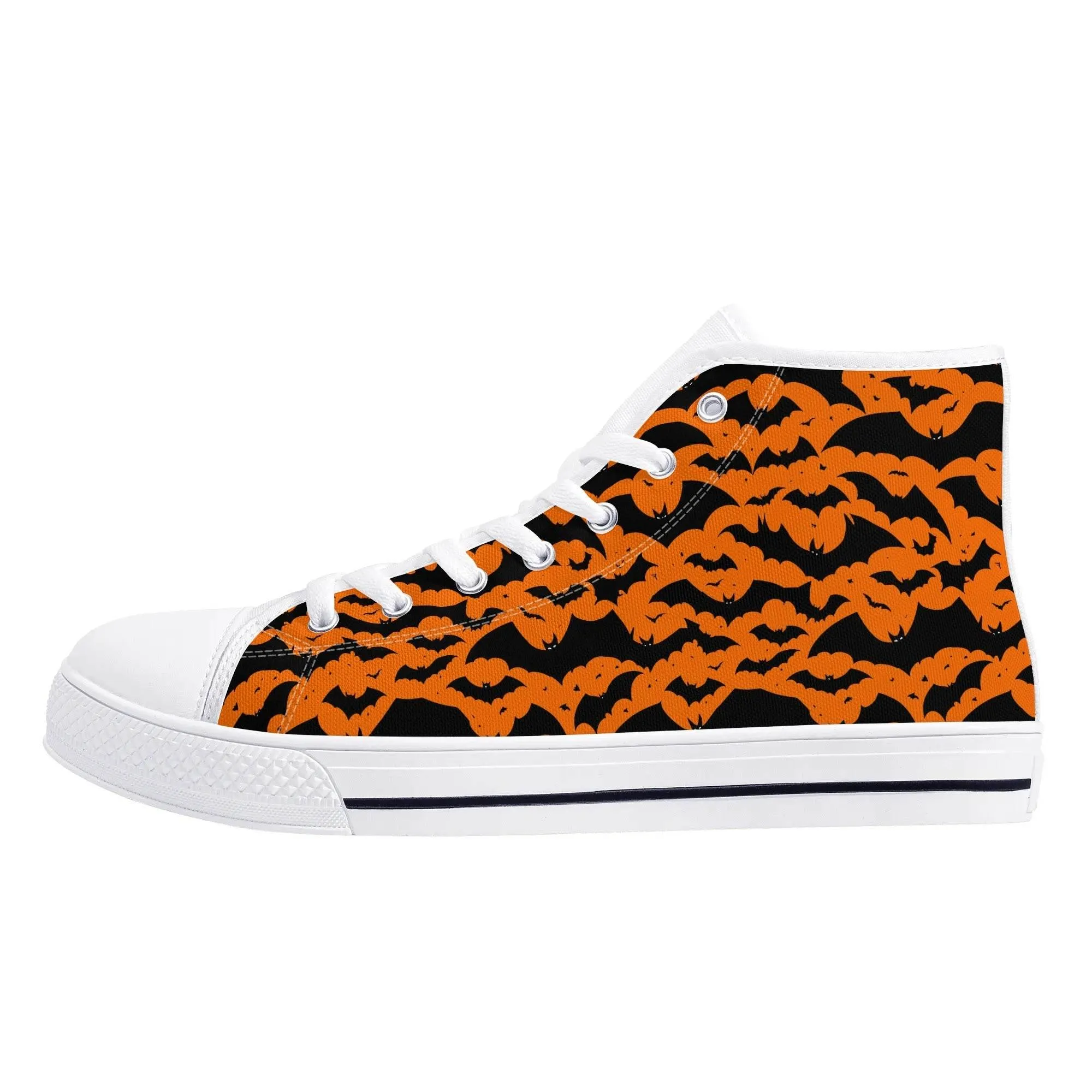 Mens Rubber High Top Halloween Bats Canvas Shoes