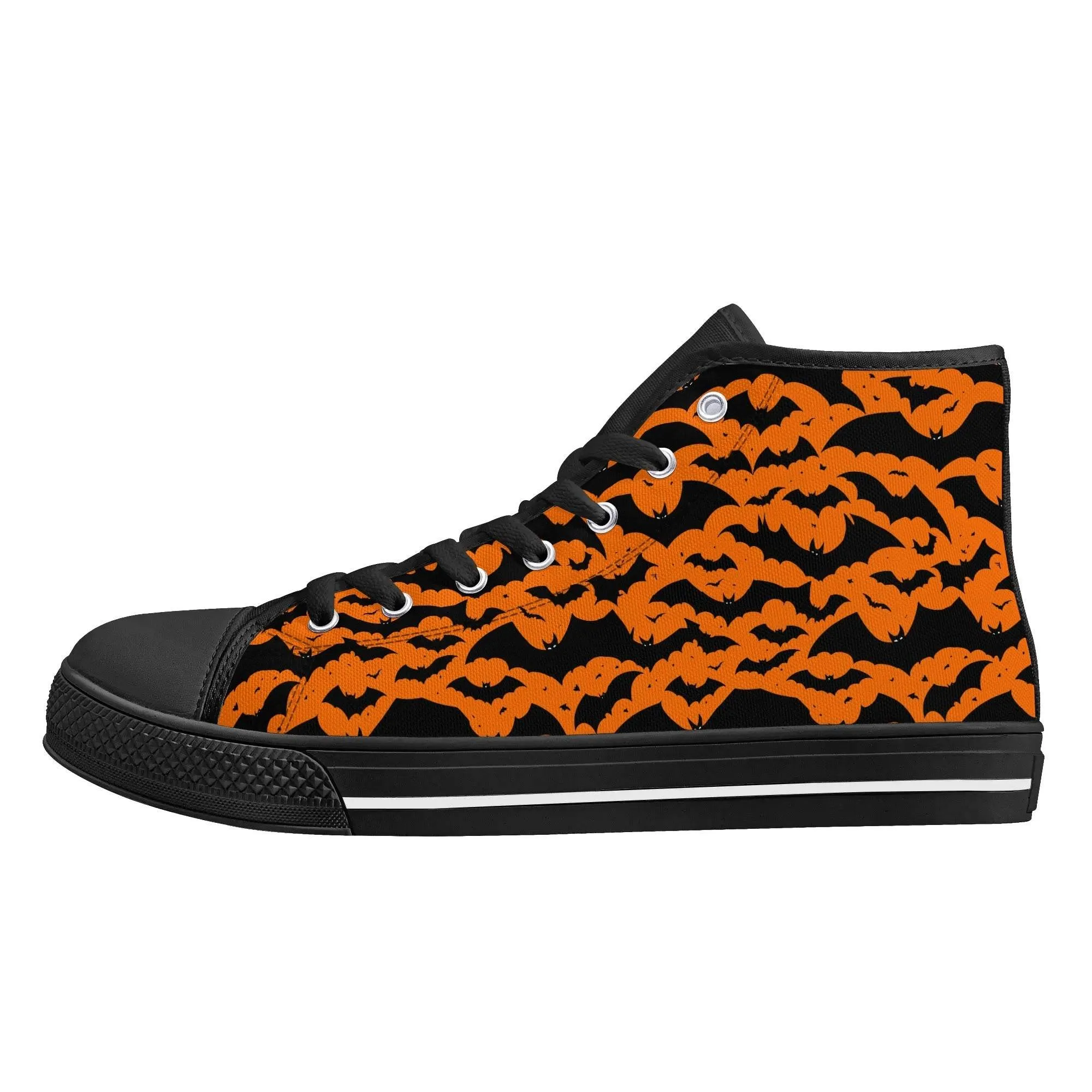 Mens Rubber High Top Halloween Bats Canvas Shoes