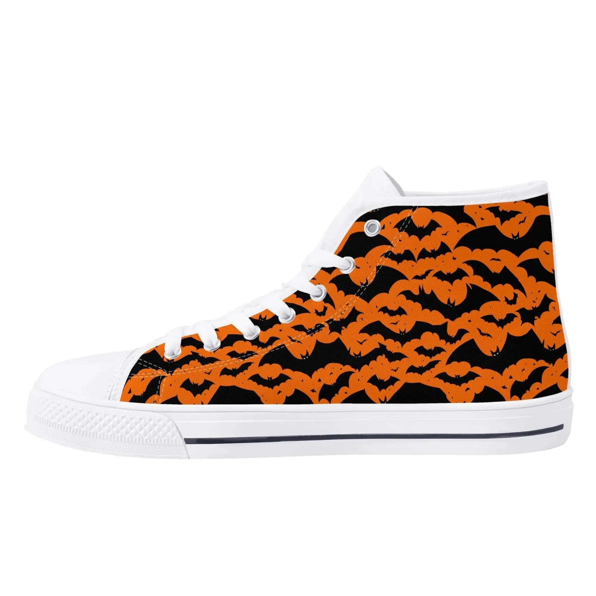 Mens Rubber High Top Halloween Bats Canvas Shoes