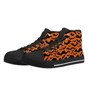 Mens Rubber High Top Halloween Bats Canvas Shoes