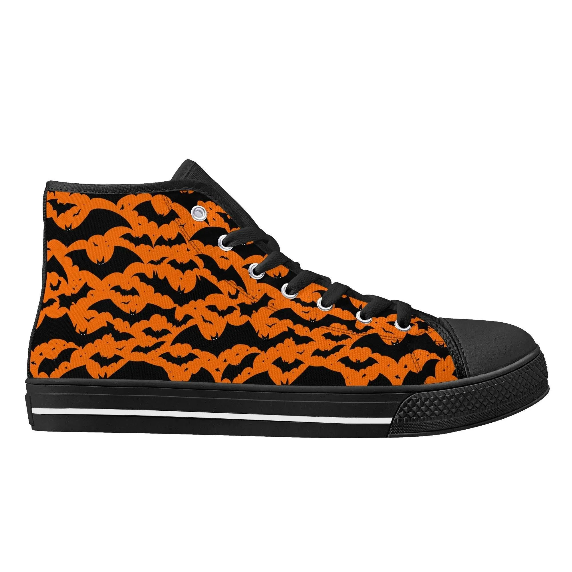 Mens Rubber High Top Halloween Bats Canvas Shoes