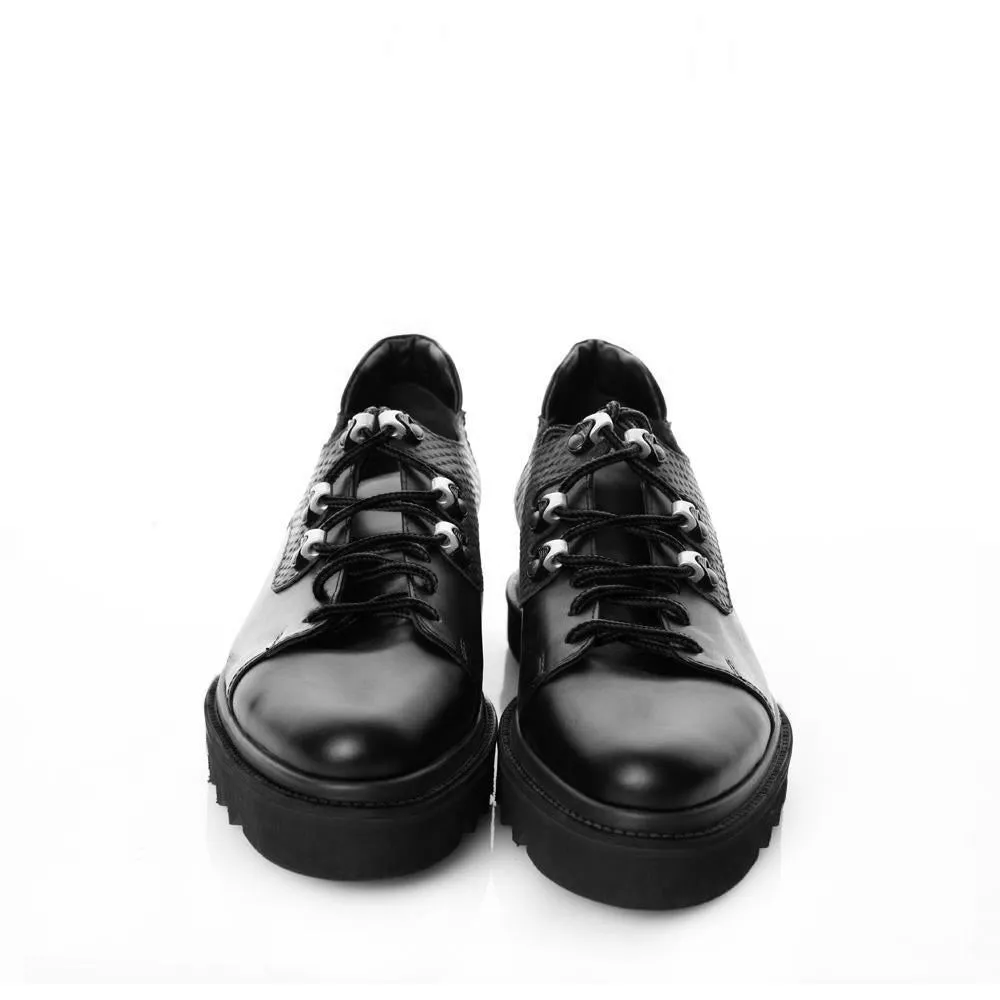 Mountain in the City men black leather shoes
