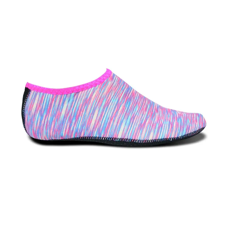 Non-slip Plastic Grain Texture Thick Cloth Sole Printing Diving Shoes and Socks, One Pair, Size:XXXL (Purple Lines)