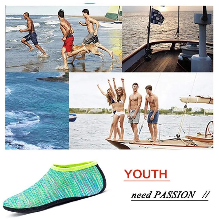 Non-slip Plastic Grain Texture Thick Cloth Sole Printing Diving Shoes and Socks, One Pair, Size:XXXL (Purple Lines)