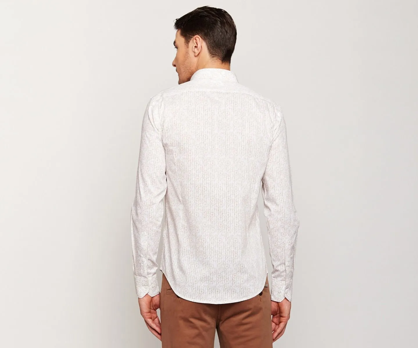 Off White Floral Printed Shirt