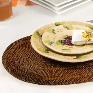 Oval woven rattan placemats, set of 4