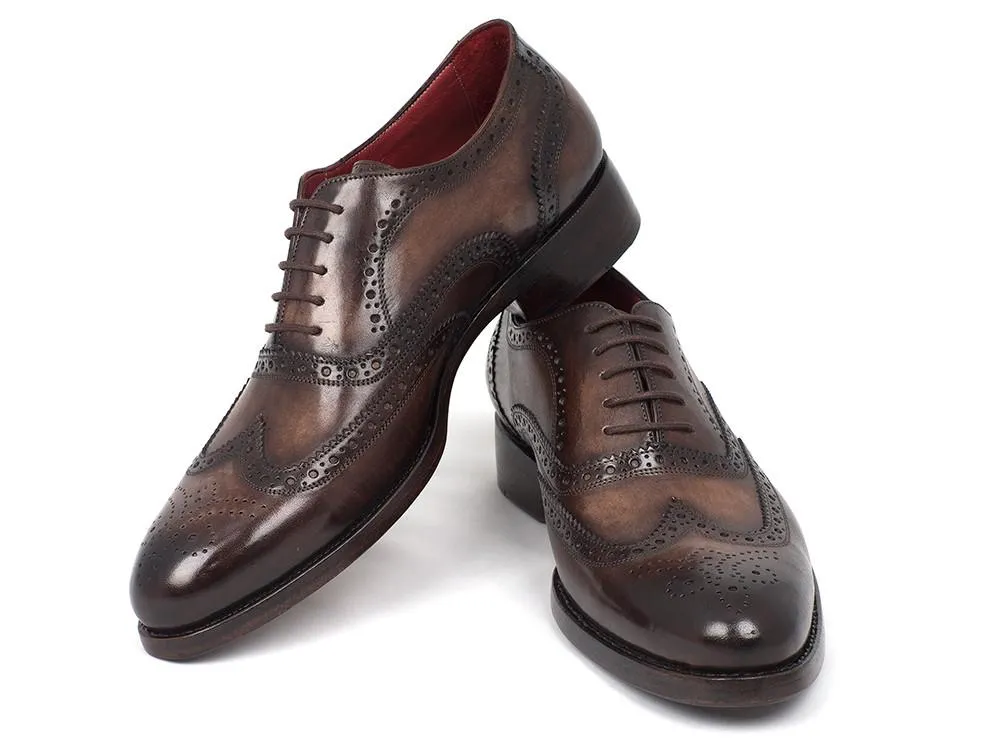 Paul Parkman Wingtip Oxfords Goodyear Welted Brown Shoes (ID#027-BRW)