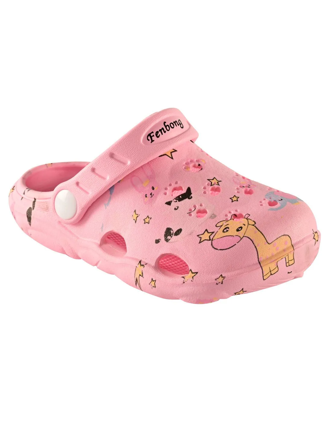 Pink Comfort Clogs with Playful Animal Print for Girls