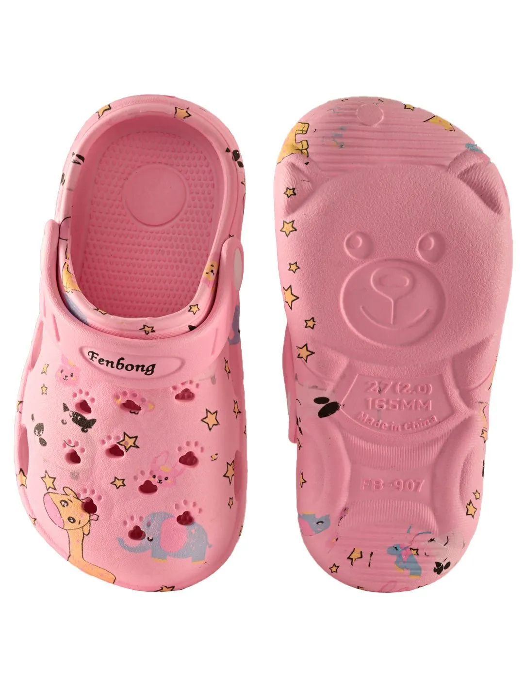 Pink Comfort Clogs with Playful Animal Print for Girls