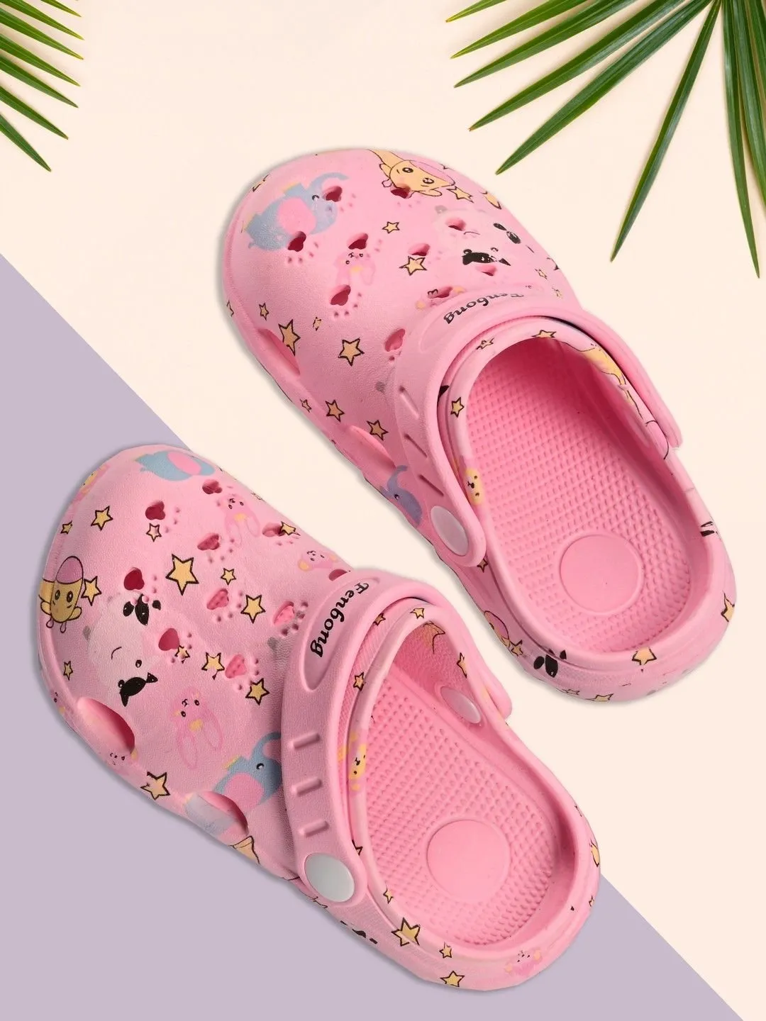 Pink Comfort Clogs with Playful Animal Print for Girls