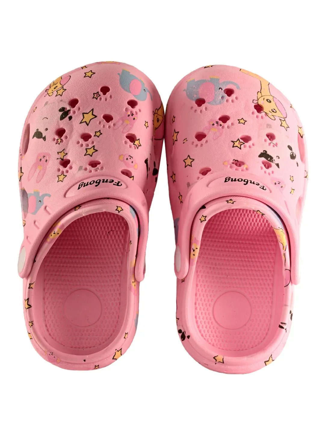 Pink Comfort Clogs with Playful Animal Print for Girls