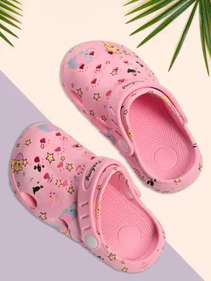 Pink Comfort Clogs with Playful Animal Print for Girls