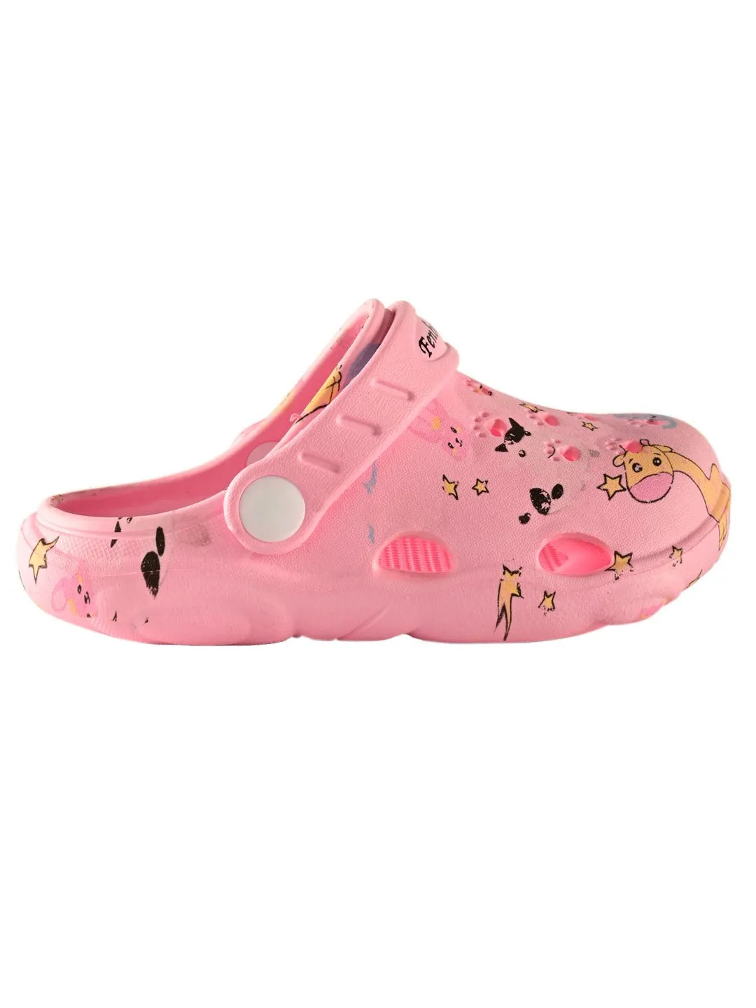 Pink Comfort Clogs with Playful Animal Print for Girls