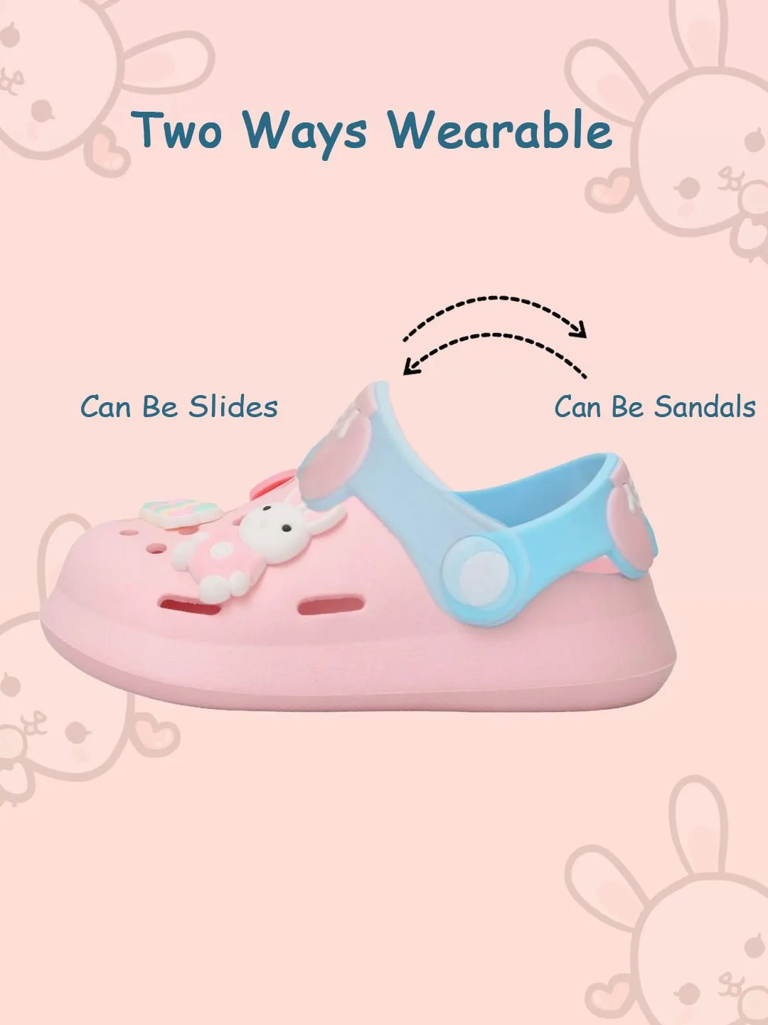 Playful Pink Bunny Motif Clogs for Girls