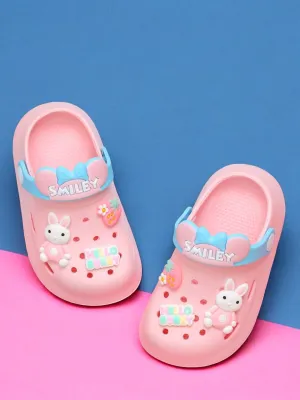 Playful Pink Bunny Motif Clogs for Girls