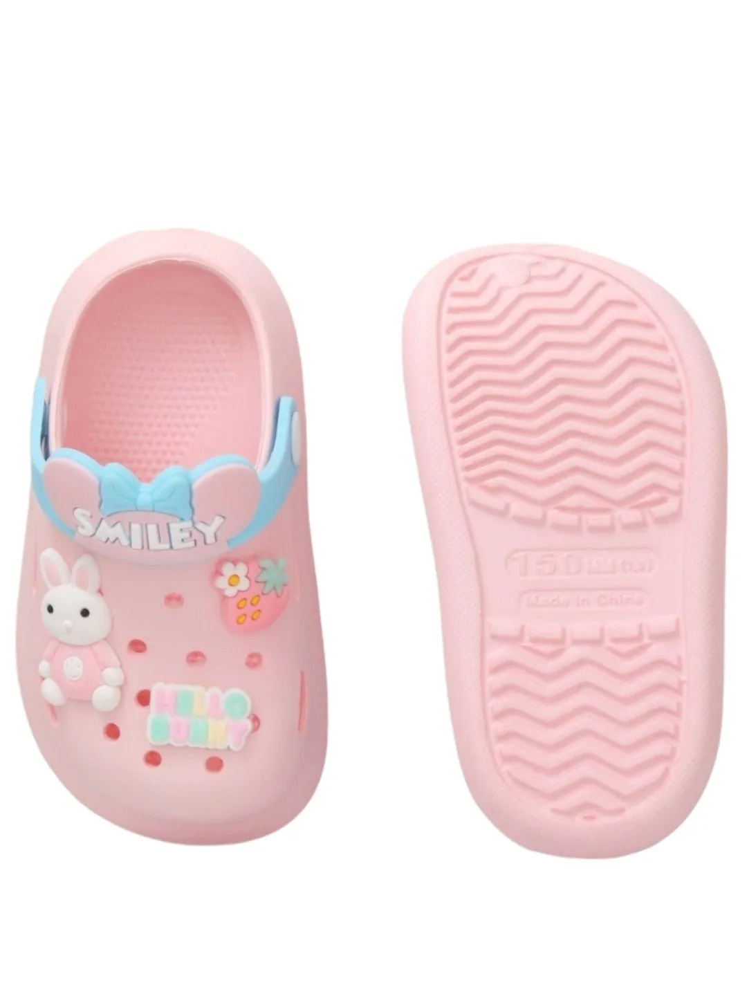 Playful Pink Bunny Motif Clogs for Girls