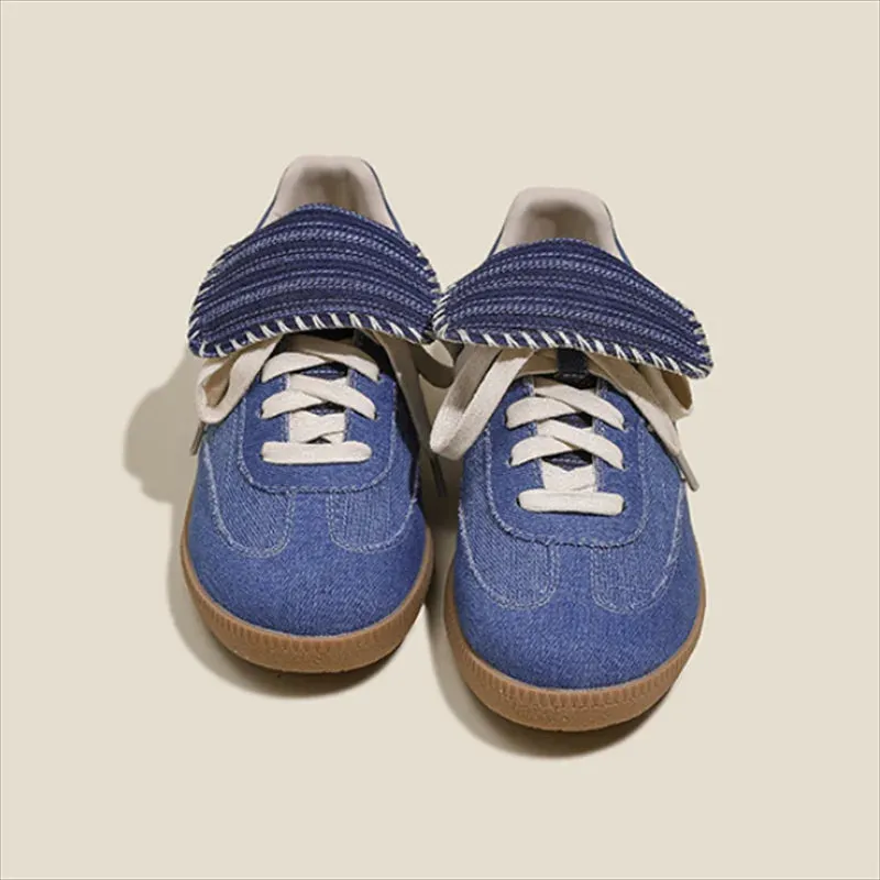 Pre Order:  Retro Lace Up Flat Bottom Sneakers