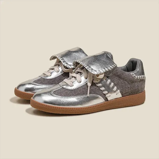 Pre Order:  Retro Lace Up Flat Bottom Sneakers