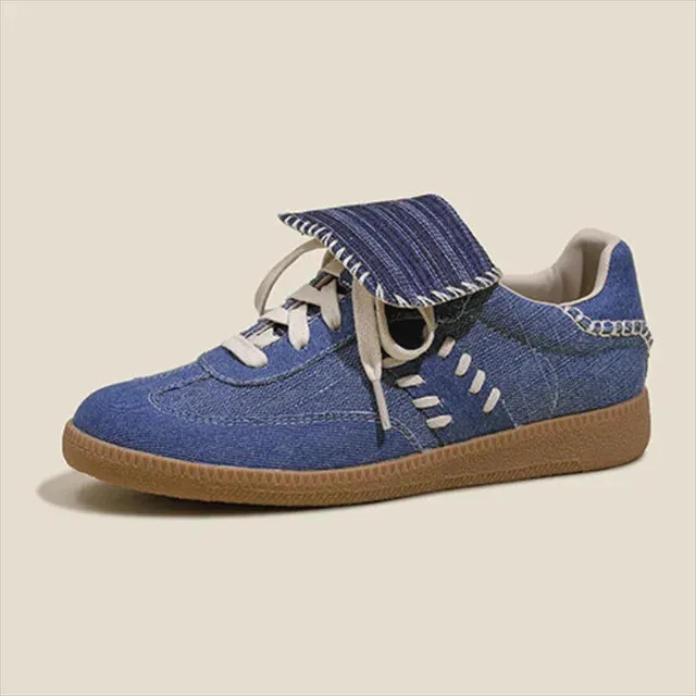 Pre Order:  Retro Lace Up Flat Bottom Sneakers
